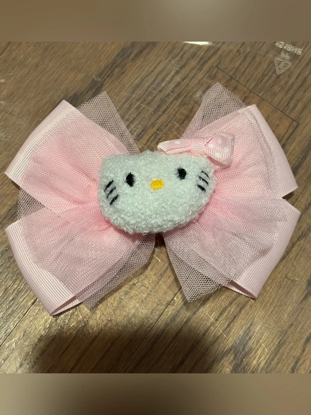 New Girls Hello Kitty Inspired Plush Pink Bow Hair Clip Feminine